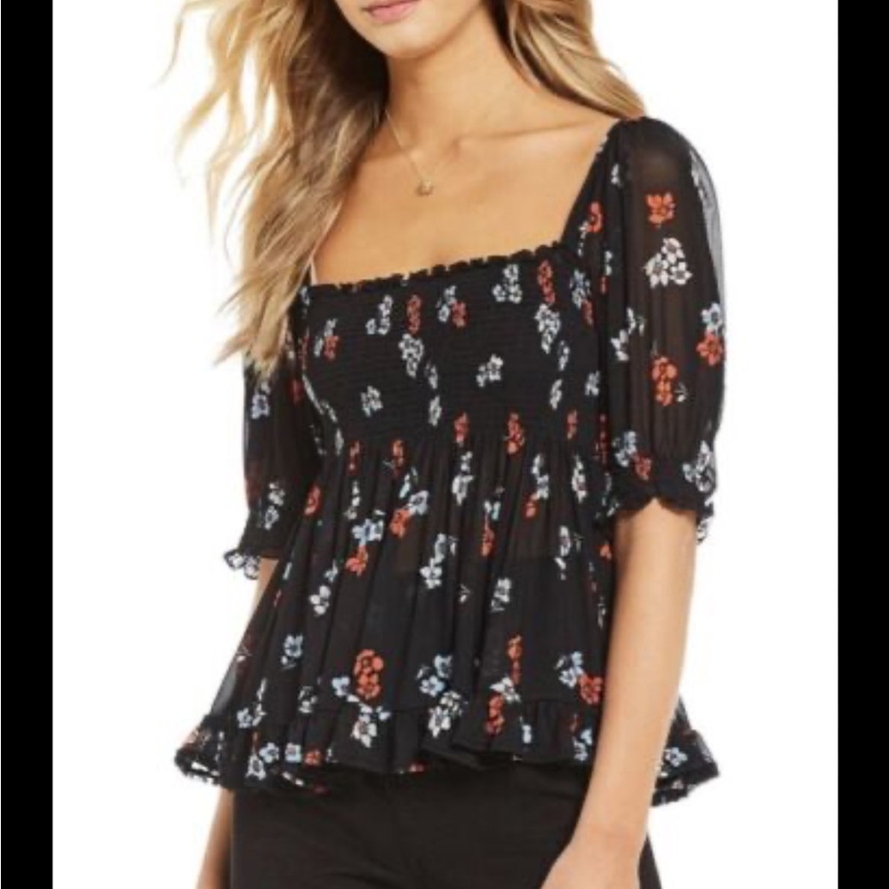 Free People Delta Dawn Blouse Midnight Combo